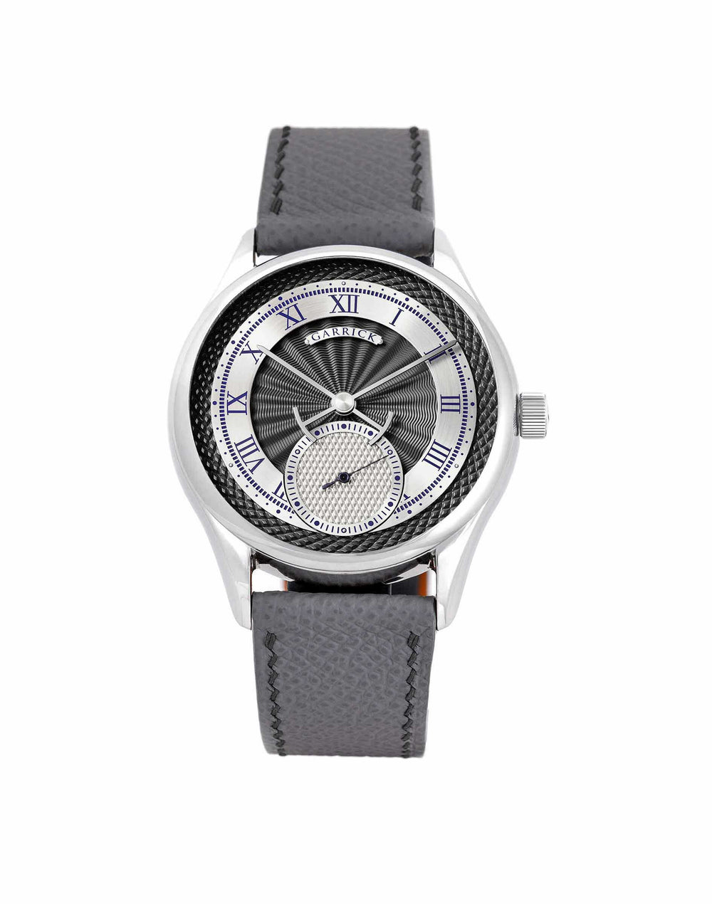 English made S7 watch with guilloche dial by Garrick Watchmakers